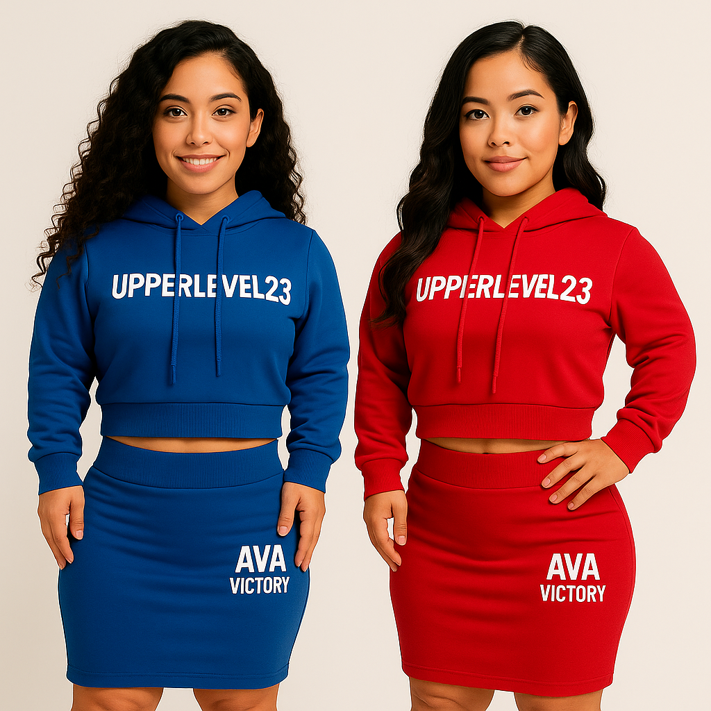 Hoodie Skirt Set (Royal Blue & Red Passion)